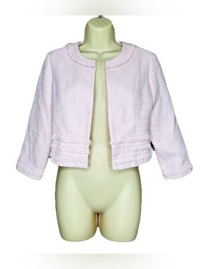 Karl Lagerfeld Women's Tweed Pink Blazer Jacket Size XS